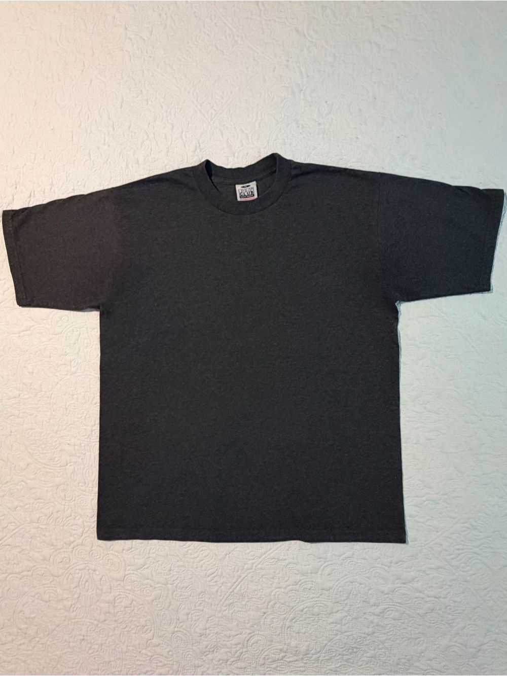 Pro Club Heavyweight Blank Tee Charcoal Gray Box Fit Mens XL Crewneck